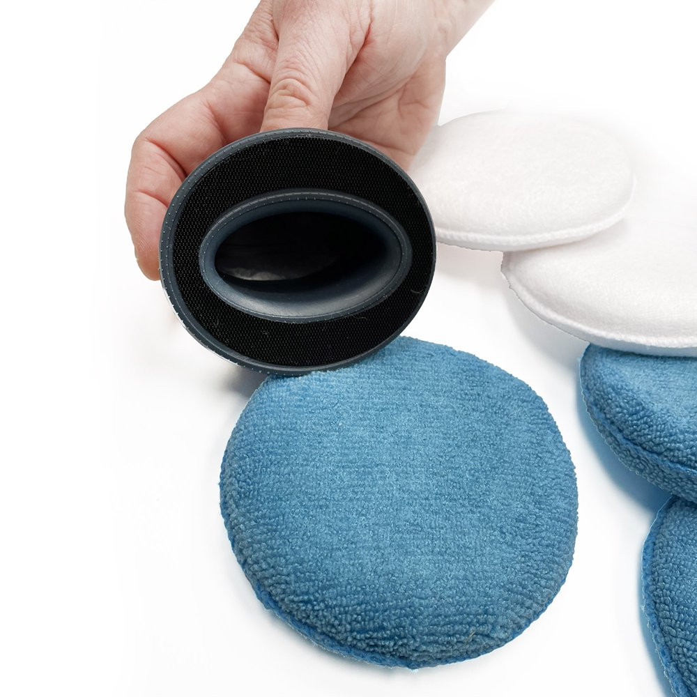 Car Waxes Microfiber Applicator Pad W/ Handle Reusable Washable White, 5 Count