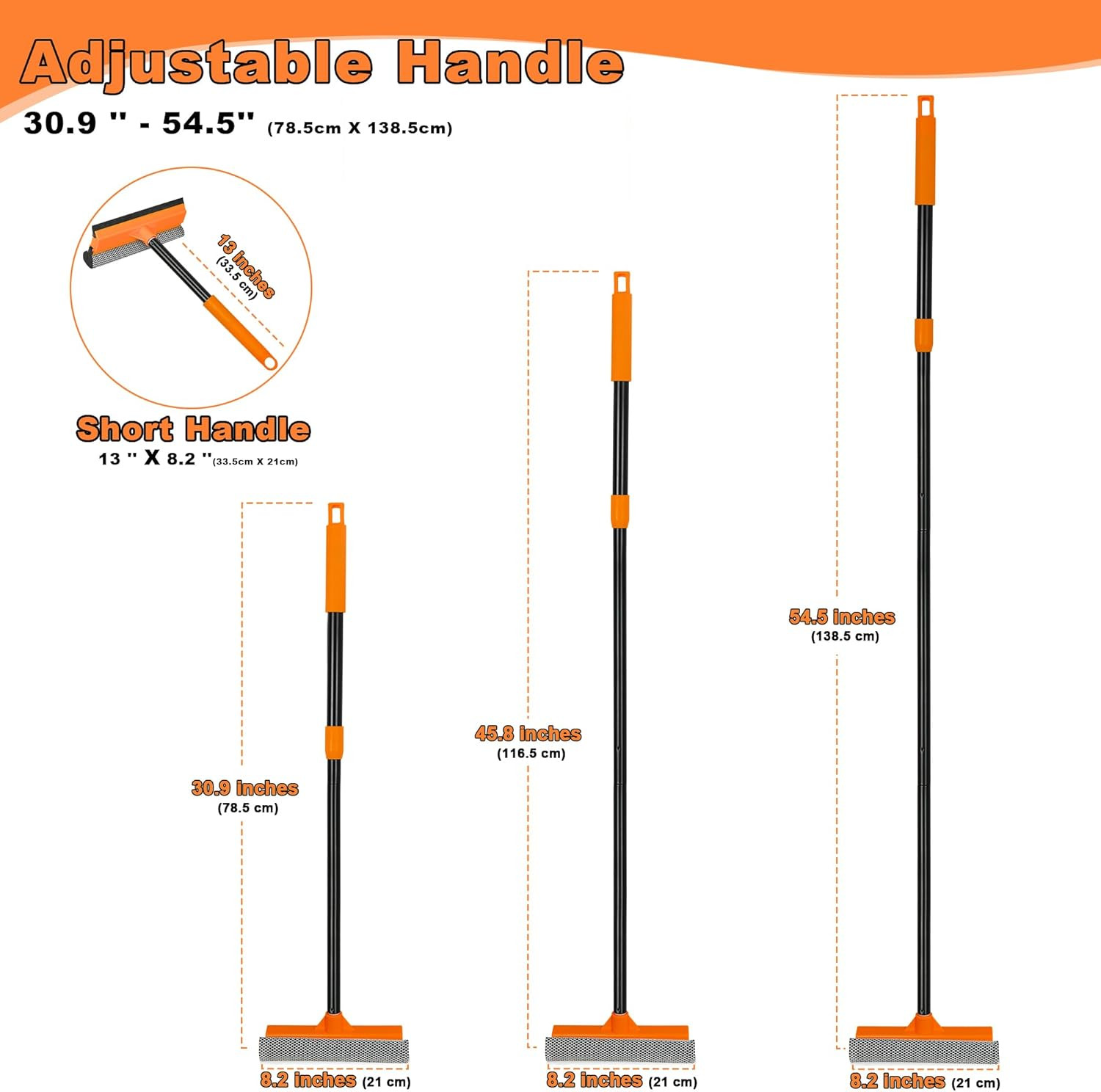 Window Squeegee for Home Cleaning, 2-in-1 Car Windshield Washer Kit with Extensi