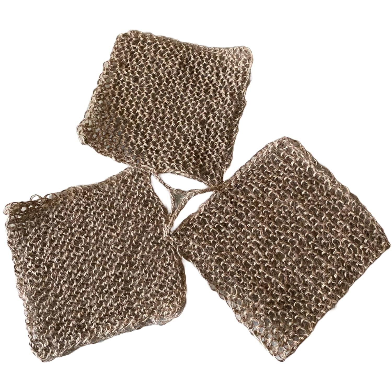 Eco-Friendly Hand-Knitted Hemp Dish Rags Pack of 3 Reusable Zero Waste Beige …