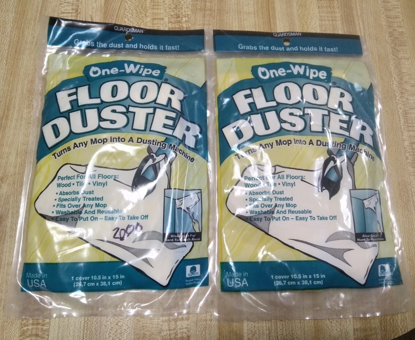 Two Guardsman One-Wipe Floor Dusters Cotton Cleaning Covers Tile Wood Vinyl New