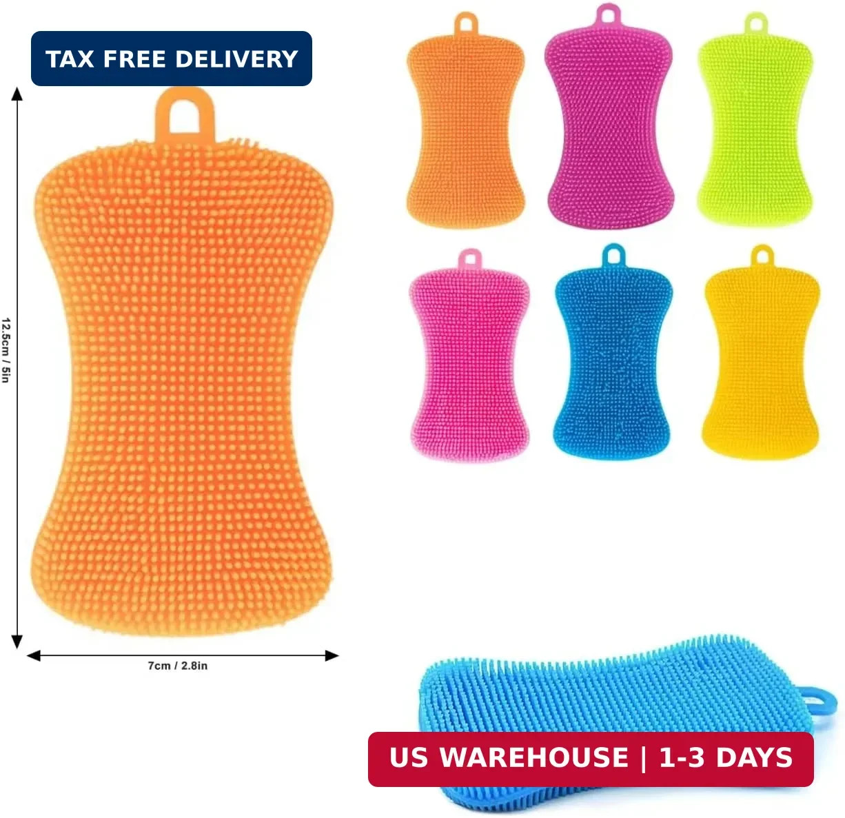 6 PCS Silicone Dish Sponges, Super Durable Safe and Dry Fast Silicone Sponge, Mu