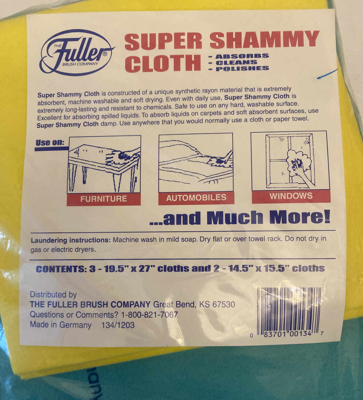 Fuller Brush Company Super Shammy Cloth Set, NIP – Sealed, Made in Germany