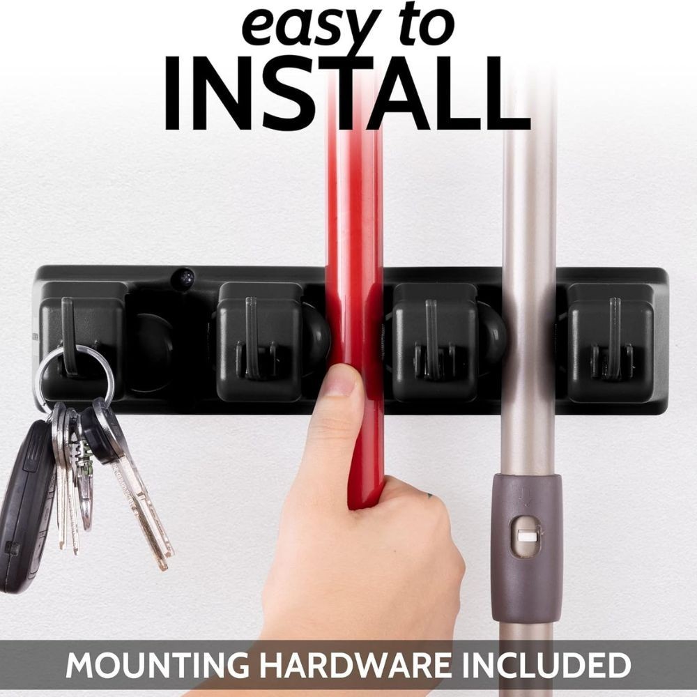 Zulay Home Mop and Broom Organizer Wall Mount – Easy to Install Wall Mount