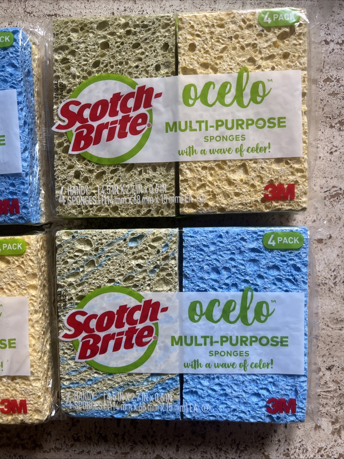 4 Pack (x2) Scotch Brite Ocelo Multi-Purpose Sponges, Assorted Colors, 8 total