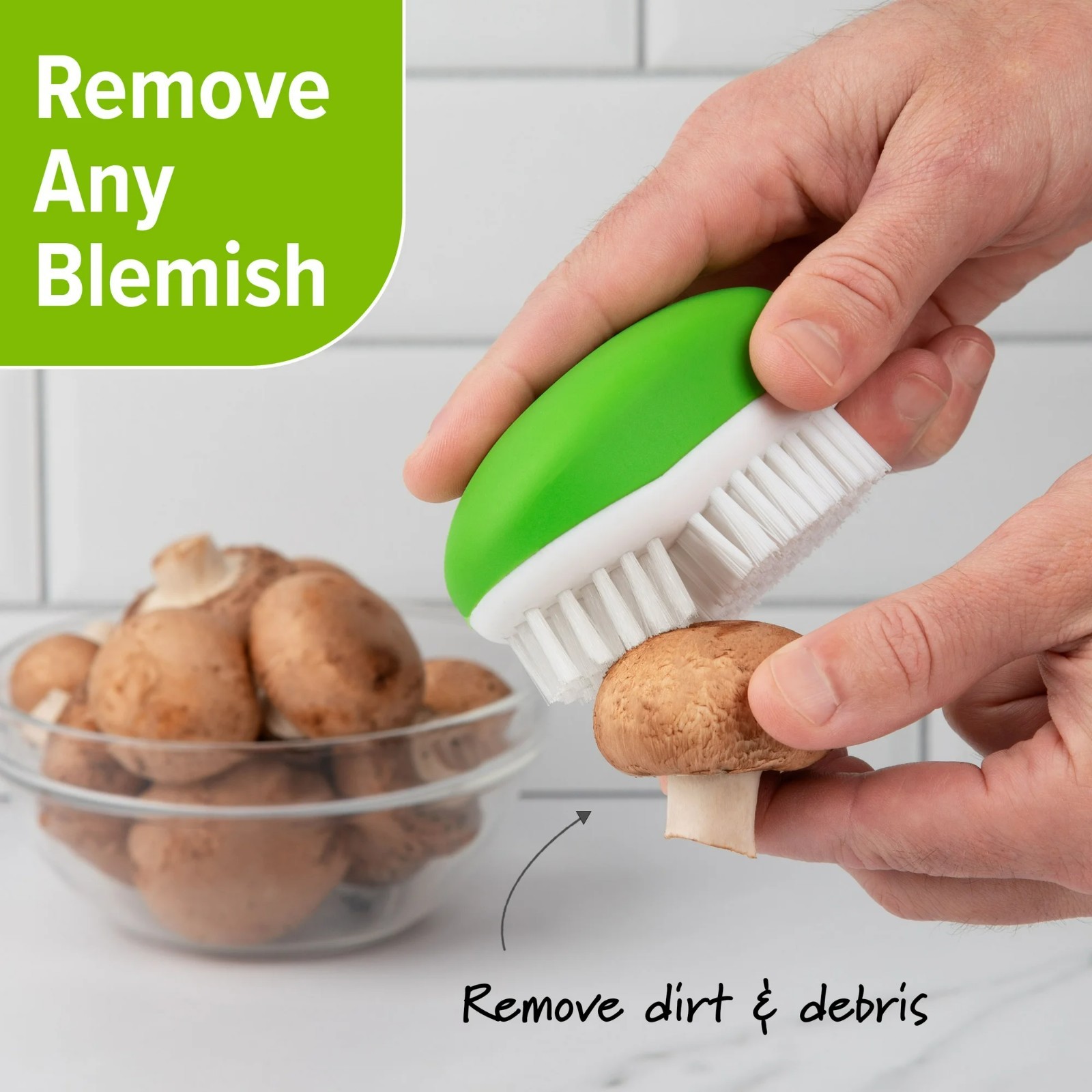 Prep Solutions Fruit & Veggie Cleaning Palm Style Green Brush