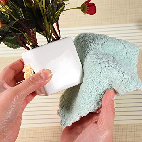 Microfiber Cleaning Cloth, Kitchen Towels, Double-Sided 12 Pack Grey Green