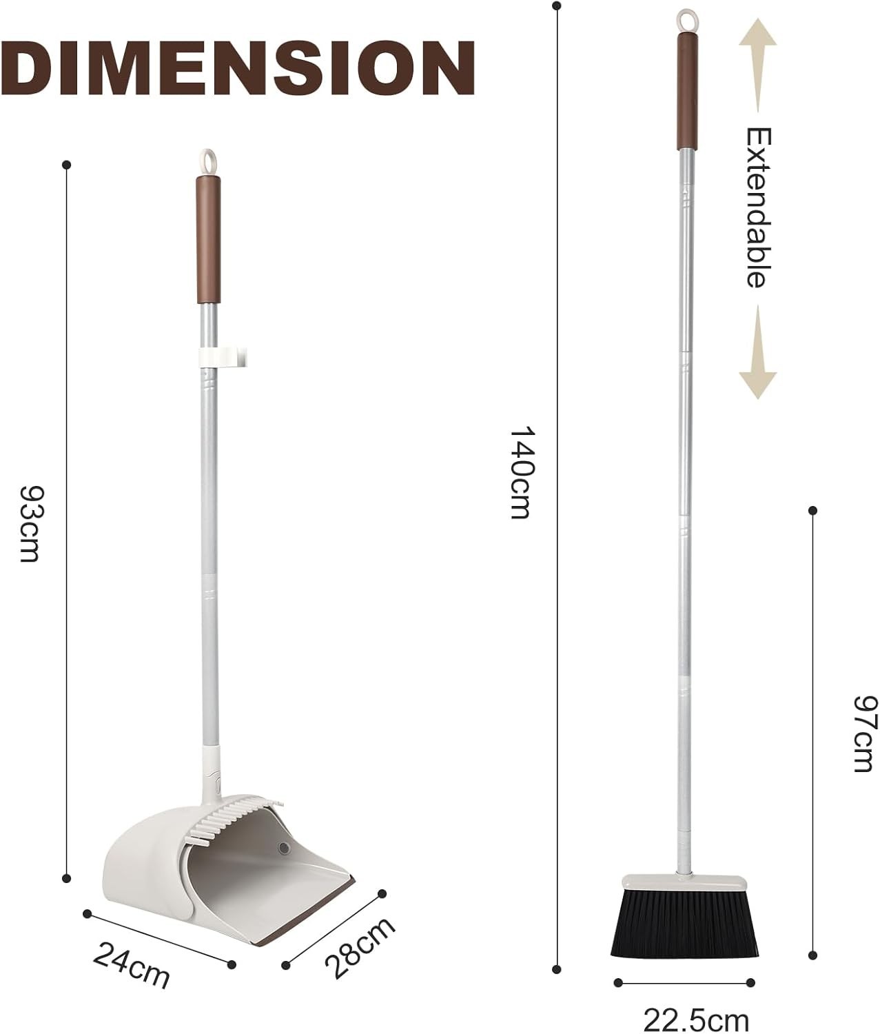 54″ Long Handled Broom and Dustpan Set – Perfect Dust Pan and Brush Combo for…