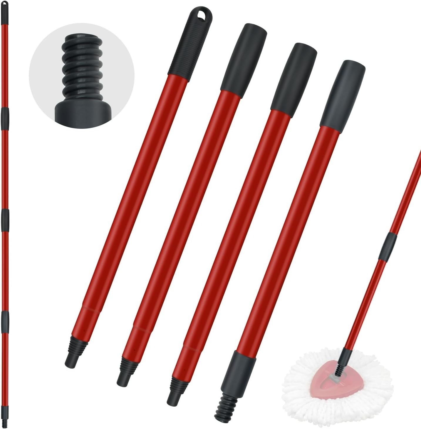 Easy Install 4-Section Mop Handle Replacement for O-Cedar, 30 to 58 Inches