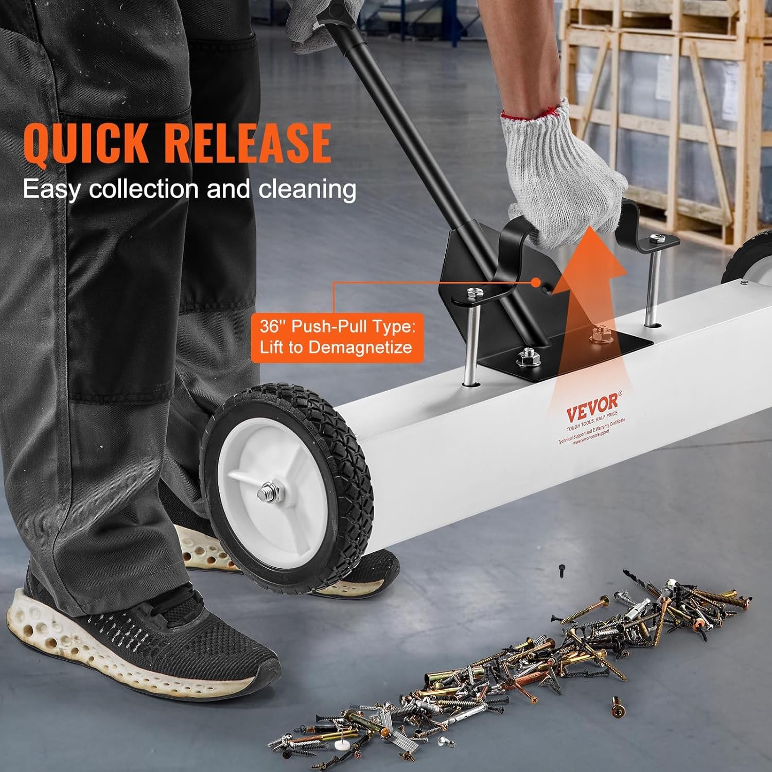 24-Inch Magnetic Sweeper with Wheels, 50 lbs Capacity, with Telescoping Magnetic