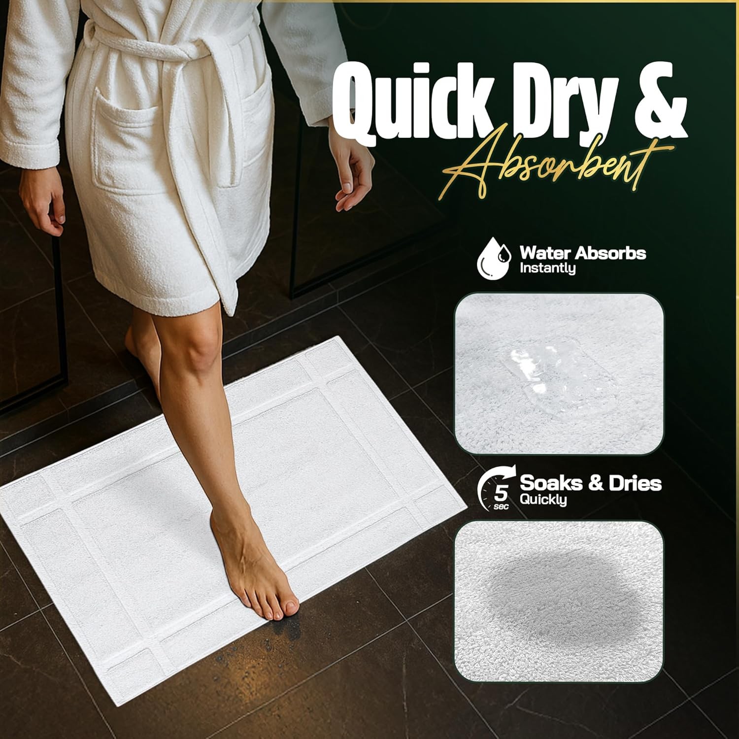Pack of 6 100% Cotton Bath Mat Towels, 20×30 inches, Soft & Absorbent Floor