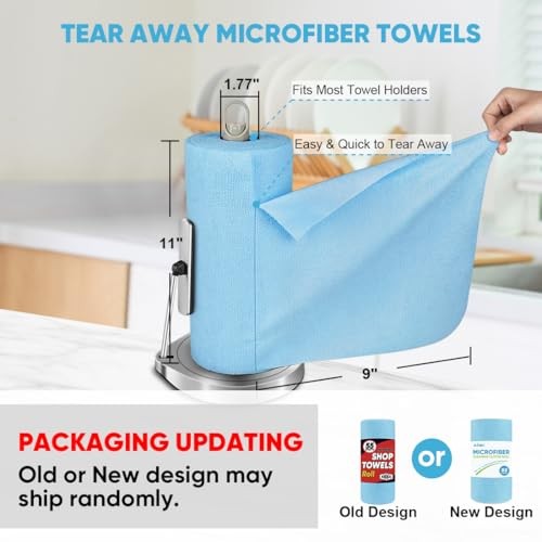 Microfiber Cleaning Cloth Roll Shop Towels 55 Sheets 55 Count (Pack of 1) Blue