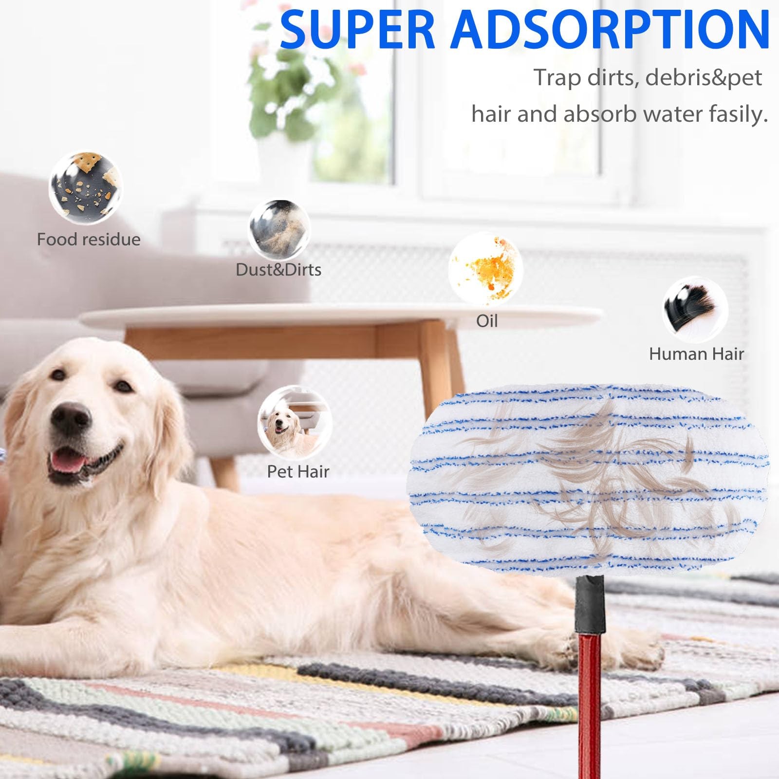 4 PCS Microfiber Mop Head Refill Compatible With Cedar 15×8 Inch Wet Dry