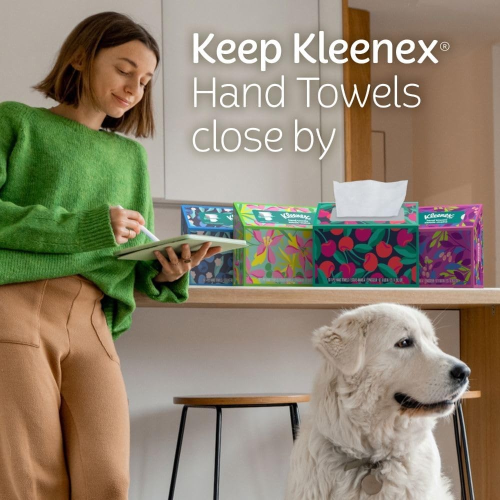 Kleenex Disposable Paper Hand Towels, 6 Boxes, 60 Towels (Pack of 6), White