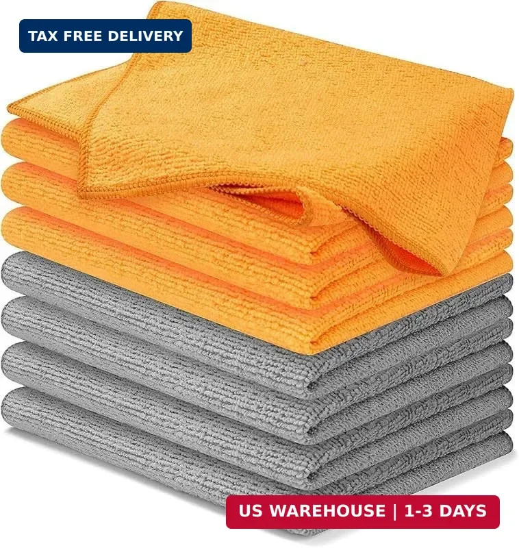 USANOOKS Microfiber Cleaning Cloth – 8 Pcs 12″x11″ – High Performance – 1200 Was