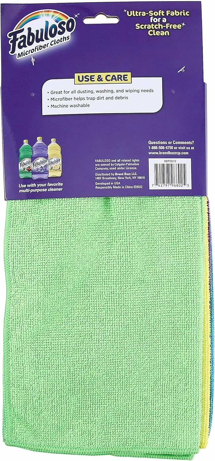 Rainbow Microfiber Cleaning Cloths – 13×13 in, Scratch-Free & Absorbent, 8 Count