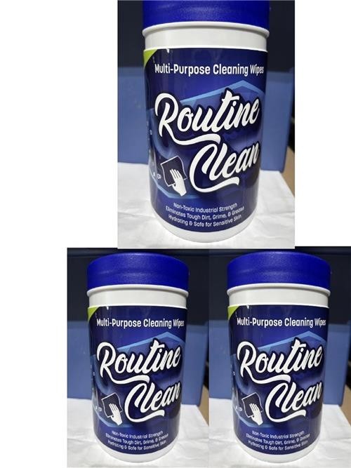 3 NEW ROUTINE CLEAN MULTI PURPOSE CLEANING WIPES 160 EACH INDUSTRIAL STRENGTH