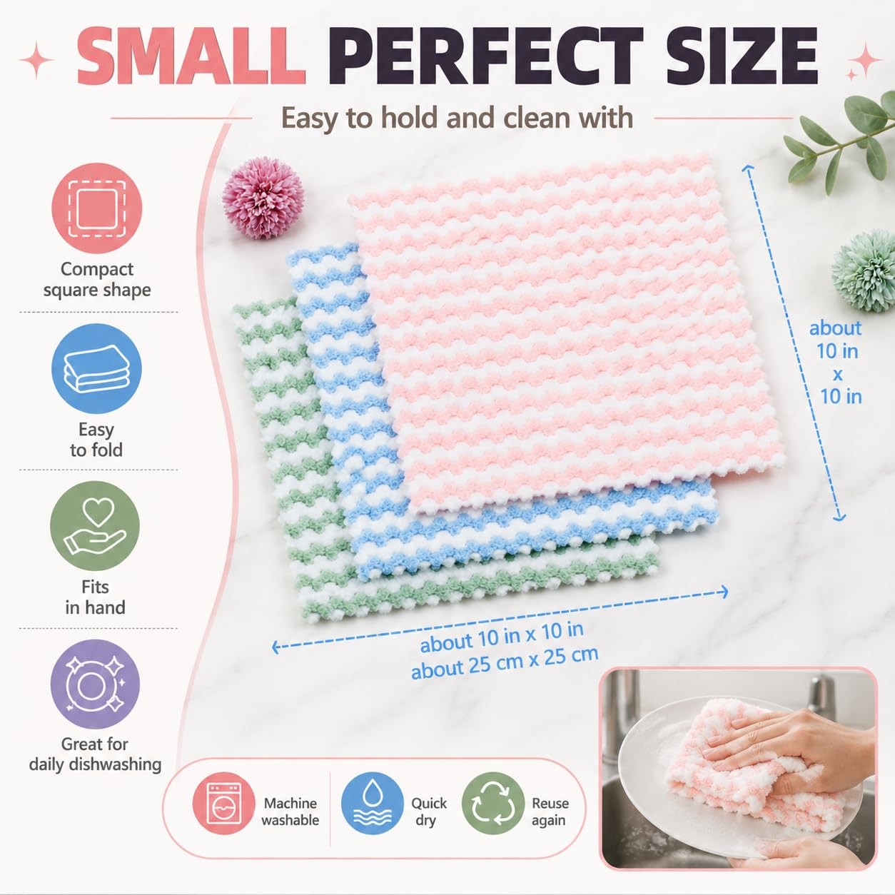 NEOWEMING 10PACK Kitchen Cleaning Cloths, 10 x 10 Inch – 10PCS, Mixcolor