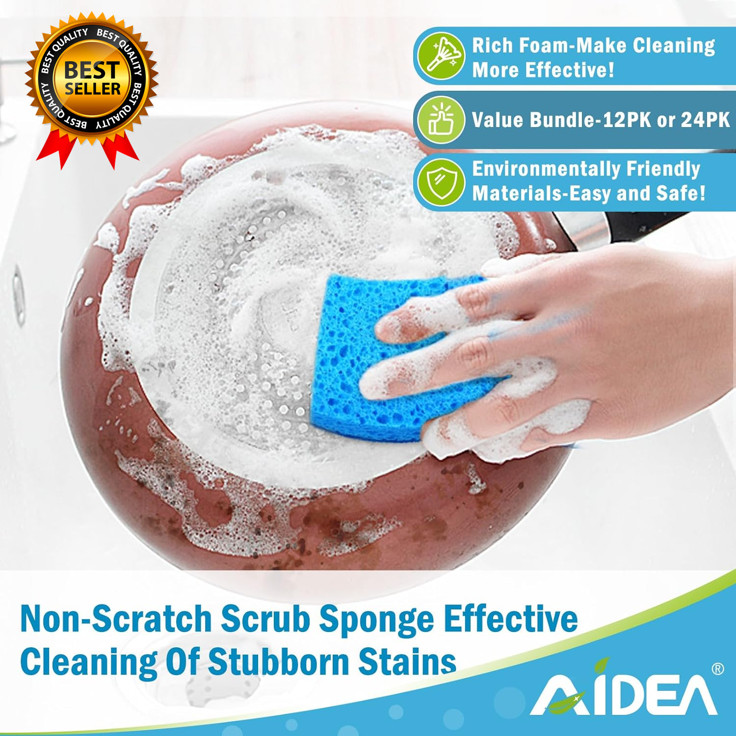 Non Scratch Scrub Sponge 24Count Sponges for Dishes Sponges Kitchen Cleaning