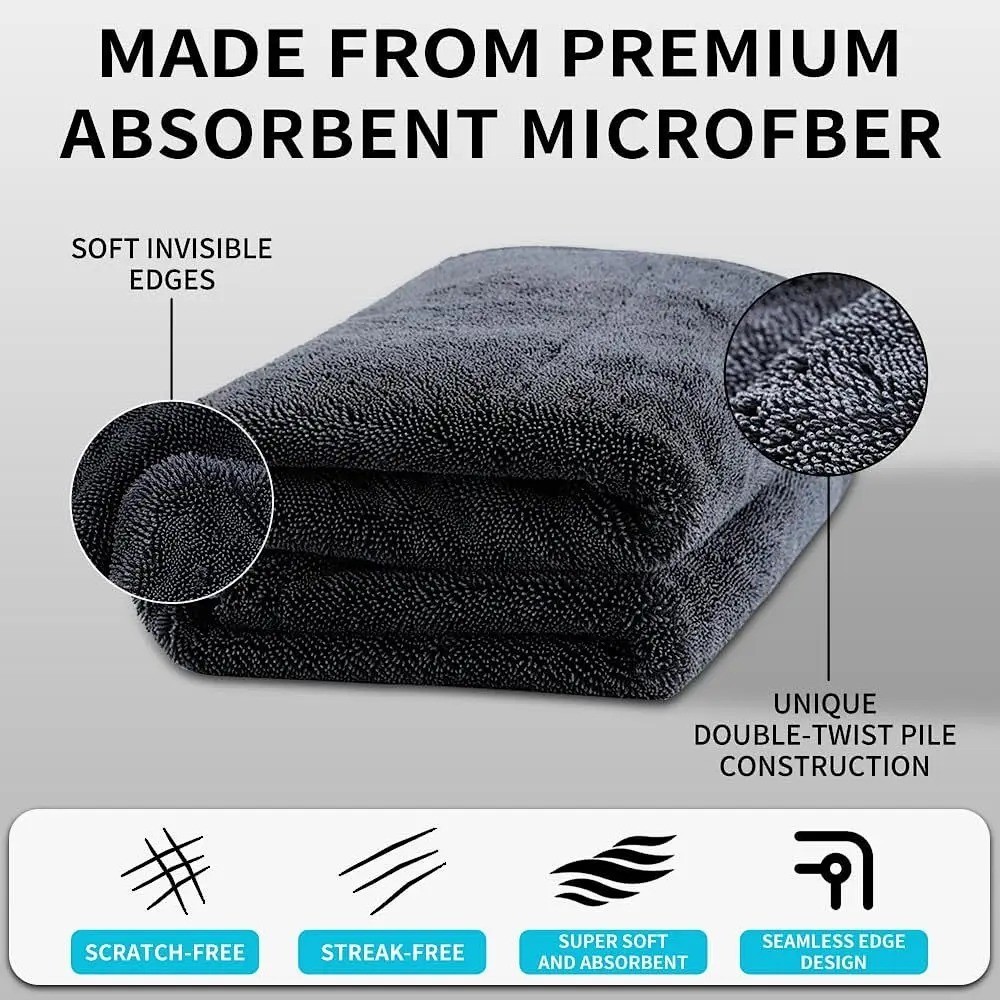 Water Absorbing Car Wash Microfiber Drying Towel Twisted Loop