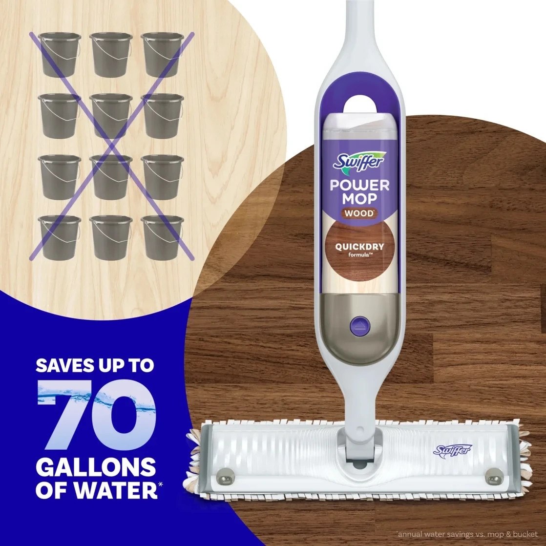 Swiffer Power Mop Wood Quickdry Floor Cleaner – 2 Pack 25.3 oz. each