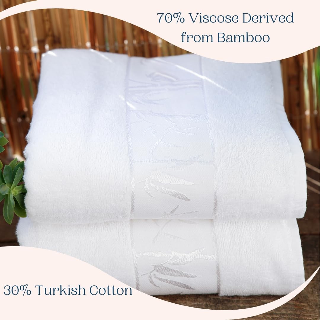 Set of 2 Luxury Super Soft Bath Towels – Premium Viscose Derived from Bamboo &