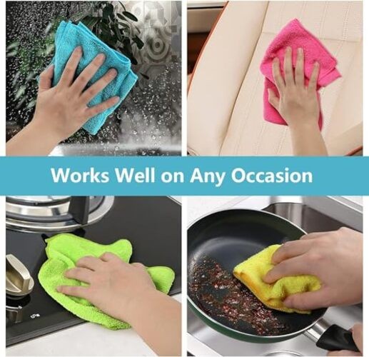 Pack of 12 Multicolor Microfiber Cloths 210GSM – 11.5″x11.5″
