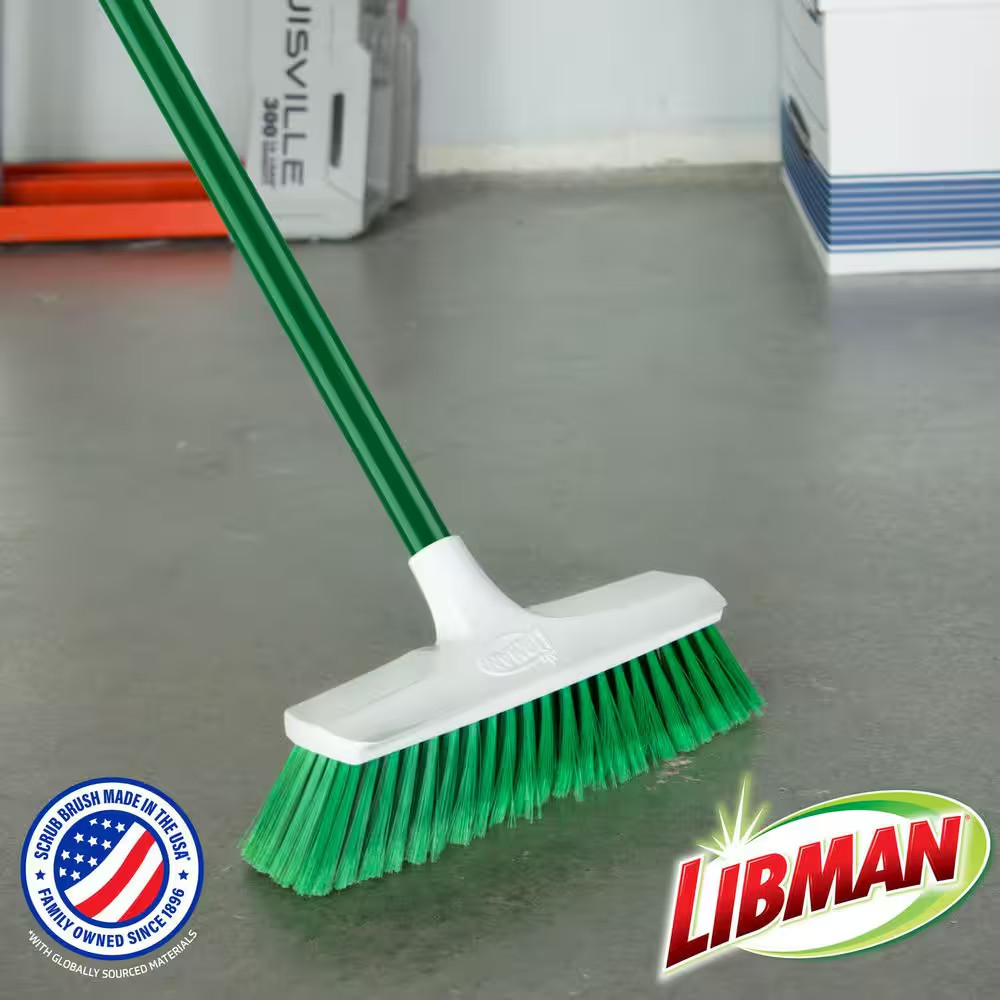 13 In. Smooth Surface Push Broom with Steel Handle (2-Pack)