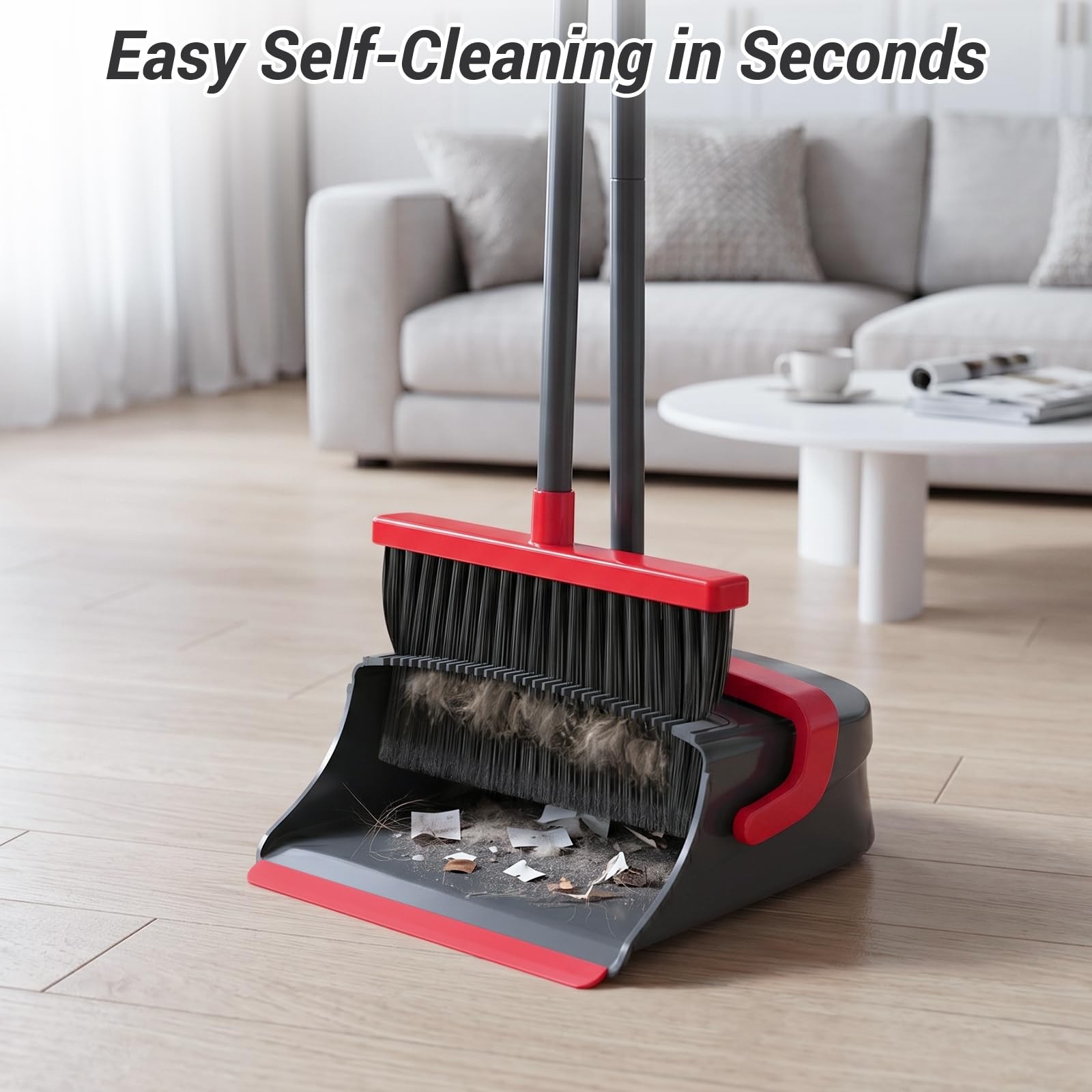 zeawec Broom Dustpan Red and Gray combo