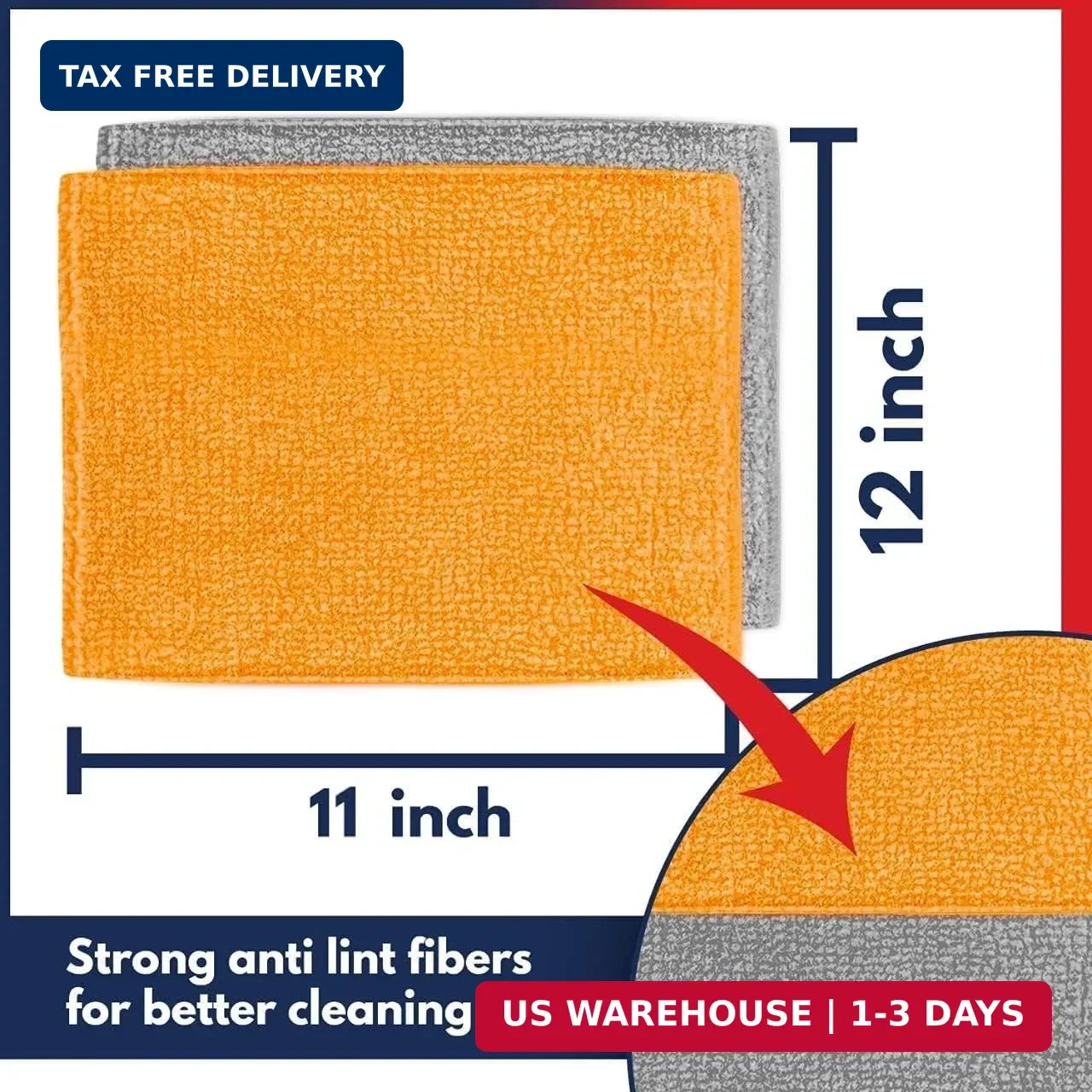 USANOOKS Microfiber Cleaning Cloth – 8 Pcs 12″x11″ – High Performance – 1200 Was