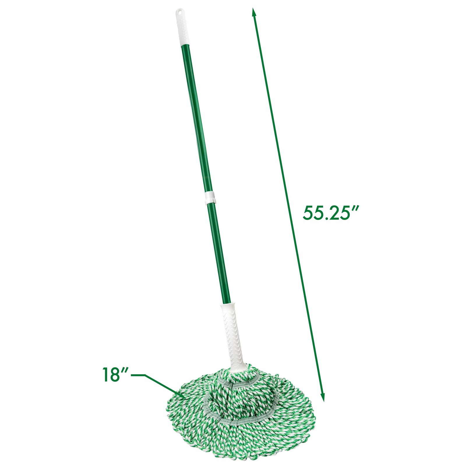Tornado Twist Mop Cotton Blend Head Steel Handle Green & White
