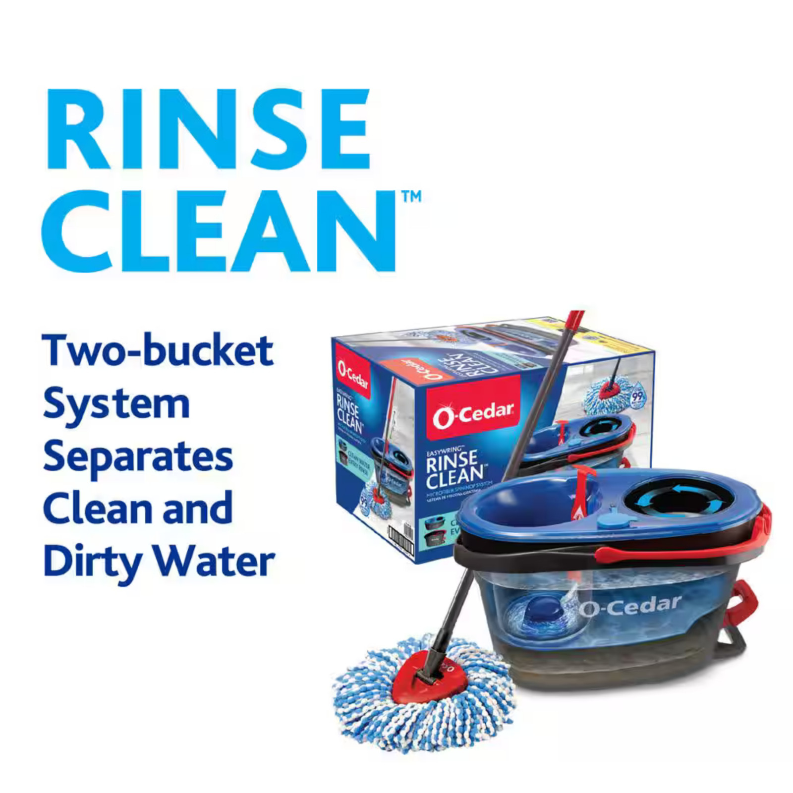 O-Cedar RinseClean Spin Mop & Bucket System Clean with Clean Water, Freeship