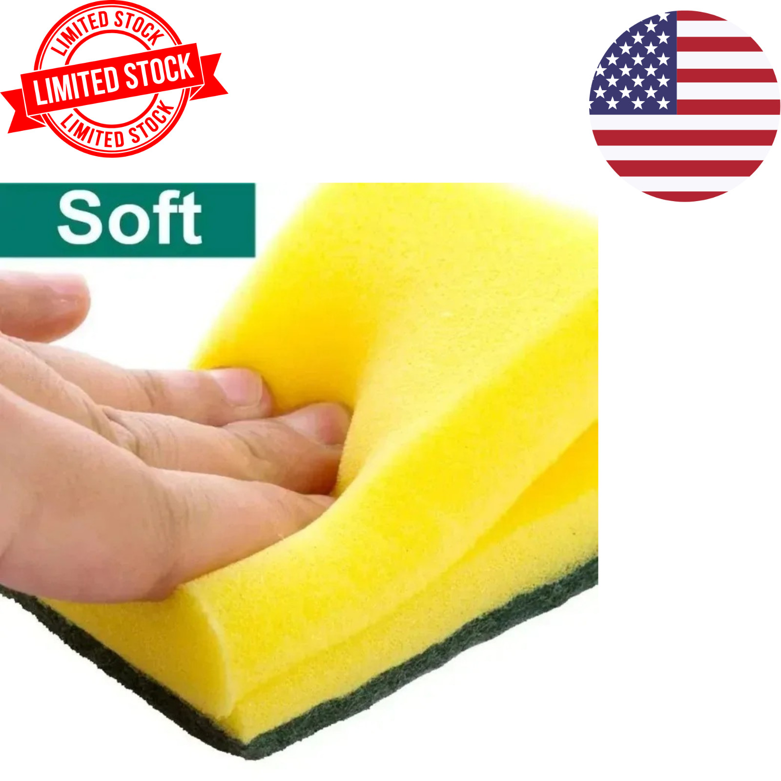 Reusable Double-Sided Cleaning Sponge Dishwashing Cleaning Wipe Household USA