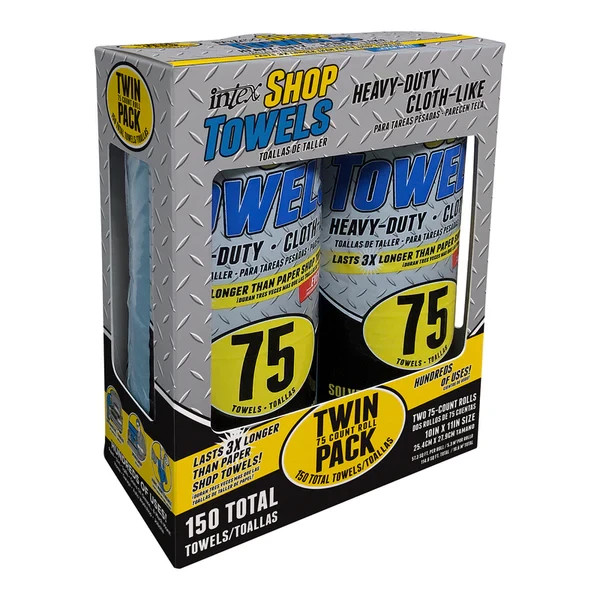 Intex Cloth-Like Shop Towels Twin Pack–150 Ct.