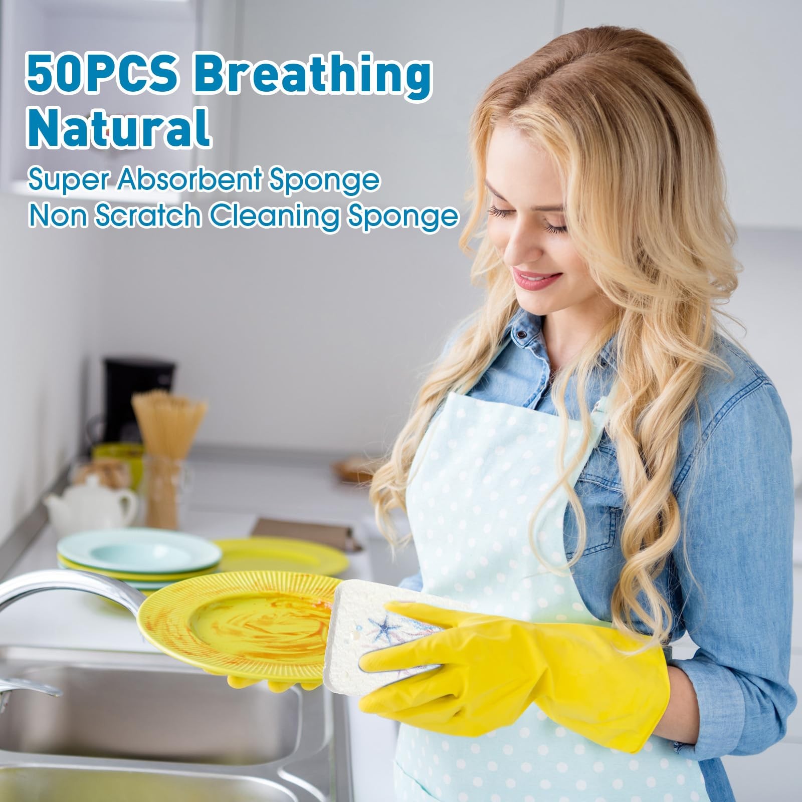 50 Counts Compressed Cellulose Sponges Bulk Sea ​​Animals Style Natural Kitch…