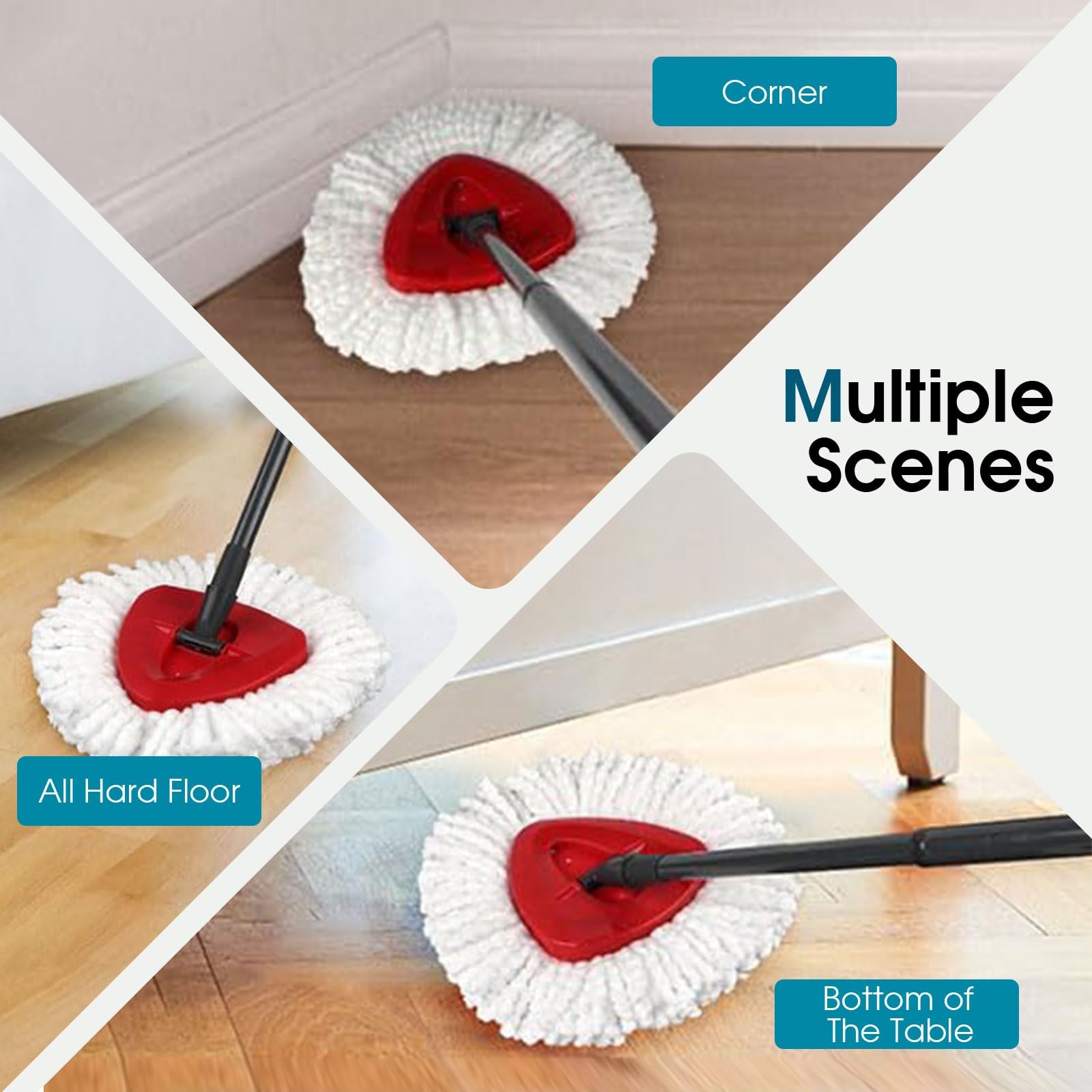 4 Pack Mop Head Replacement O Cedar Spin Mop Microfiber Deep Cleaning White