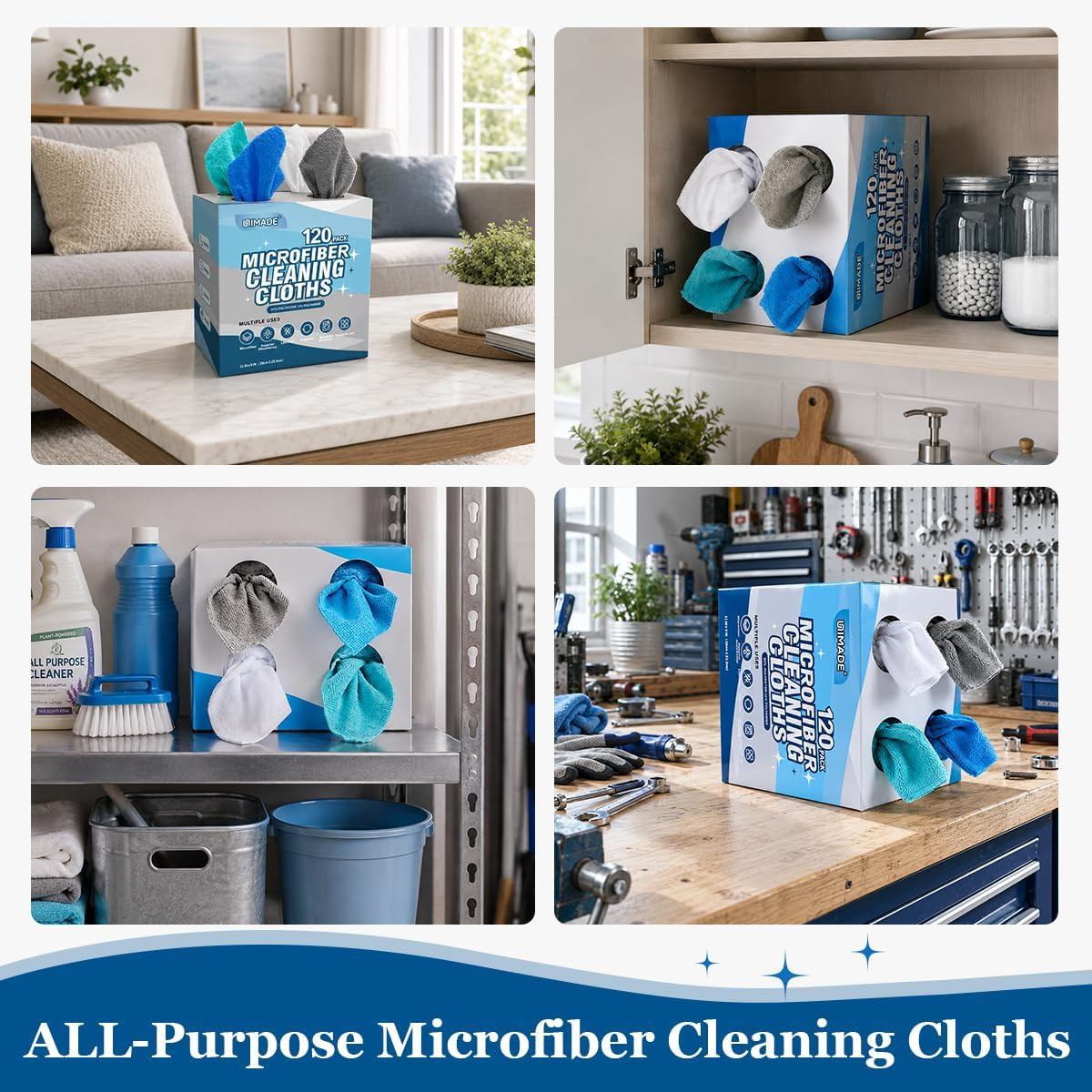 Microfiber Cleaning Cloth, 120 Pack Reusable Paper Towels Microfiber Towels for