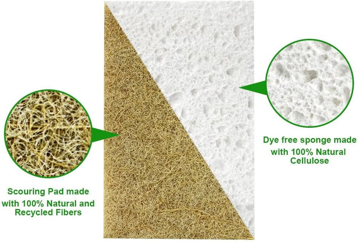 Natural Kitchen Sponge Compostable Kitchen Sponges Cellulose and Coconut Scrubbe