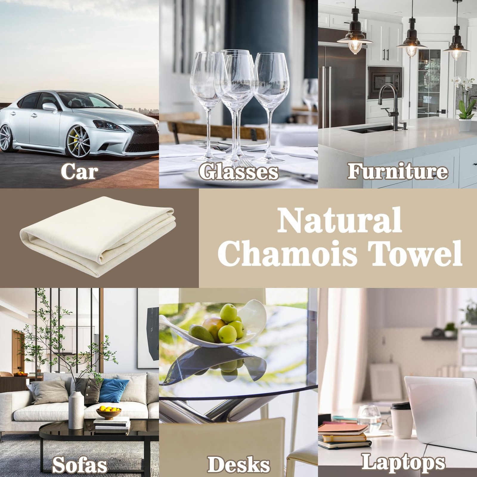 Chamois Cloth for Car – Sheepskin Cleaning Cloth Car Drying Towel Real Sheepskin
