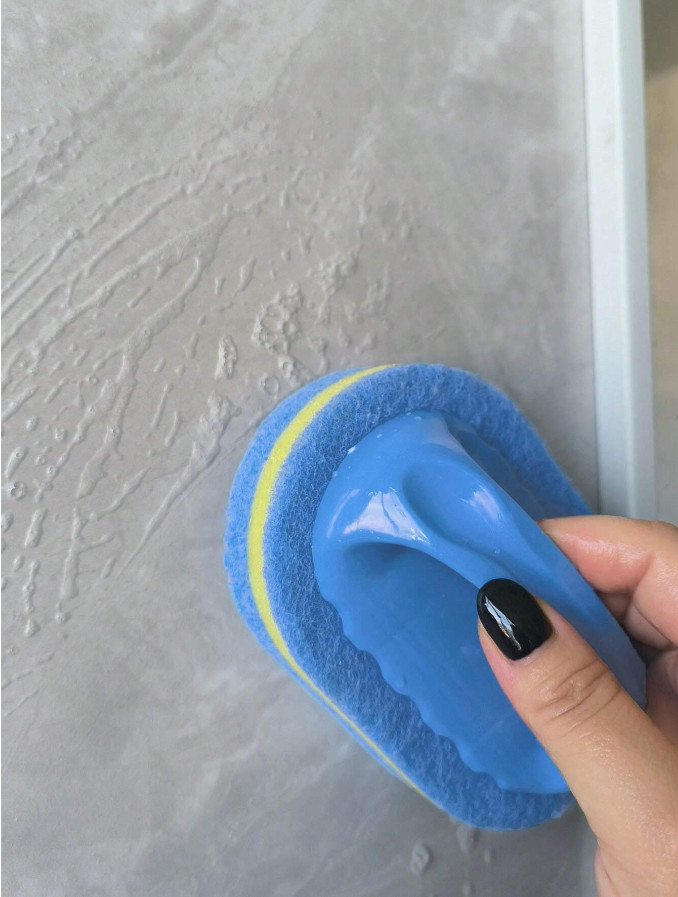 1pc, Thickened Sponge Cleaning Brush With Handle, Bath And Tile Scrub Brush, NEW