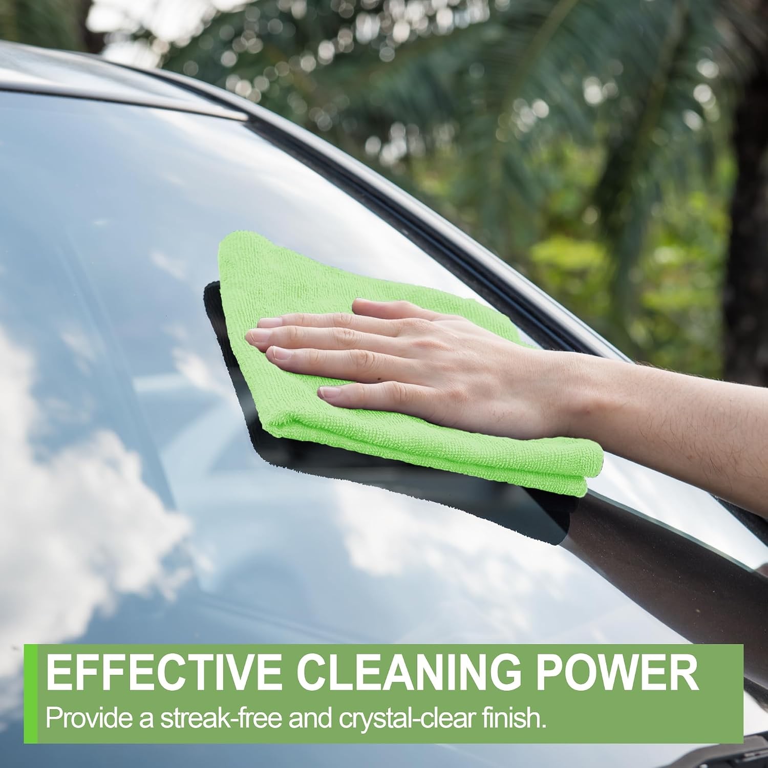 Microfiber Cleaning Cloth, 12 Pack Green Cleaning Rags,12″ X 11″ Lint Dish