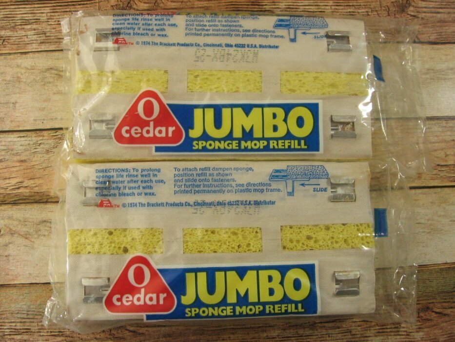 Vintage Ocedar JUMBO Sponge Mop Refill Lot NOS 8 x 3.75 in Qty 2 Rare HTF