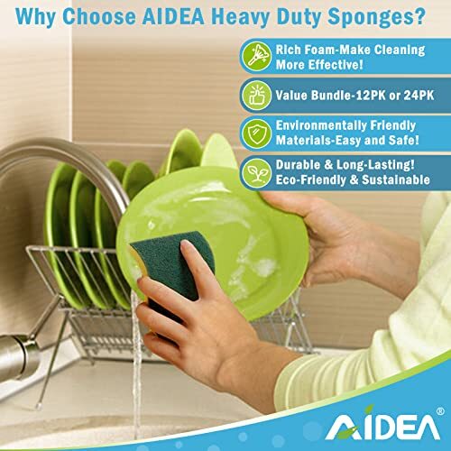 AIDEA Heavy Duty Scrub Sponge-50 Count, Cleaning Assorted Colors , Sizes