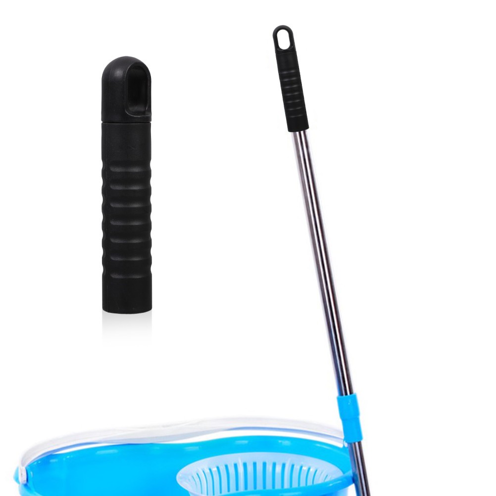 2Pcs Black Broom Replacement Grips with Antislip Design for Easy Cleaning
