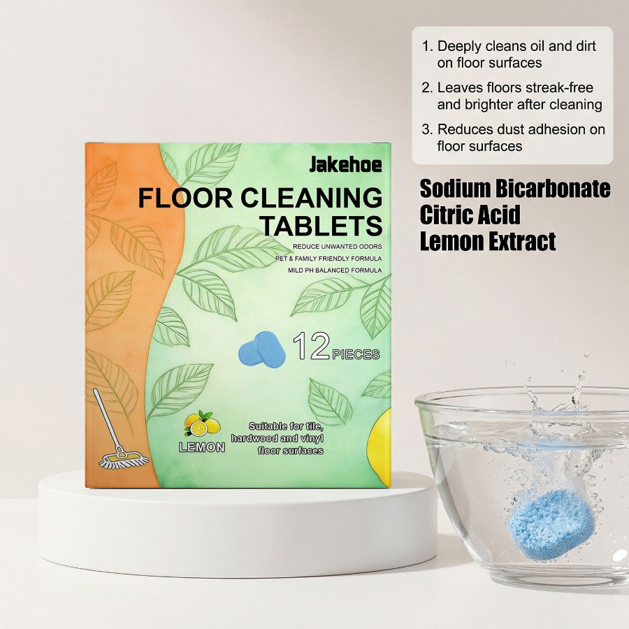 12X Floor Cleaner Tablets Pre-Measured Dissolvable for Tile Vinyl Hardwood Lemon