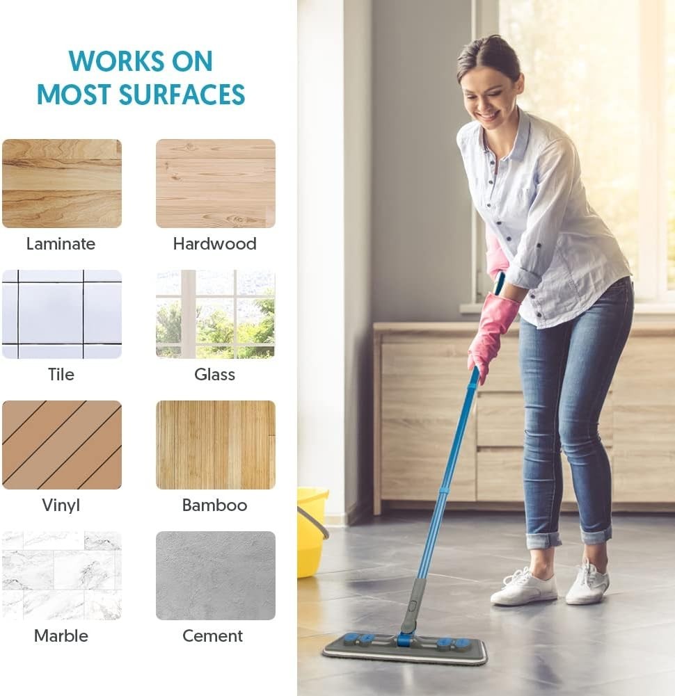 Microfibre Floor Mop for Cleaning Floors, Flat Mop for Laminate Wooden Vinyl …