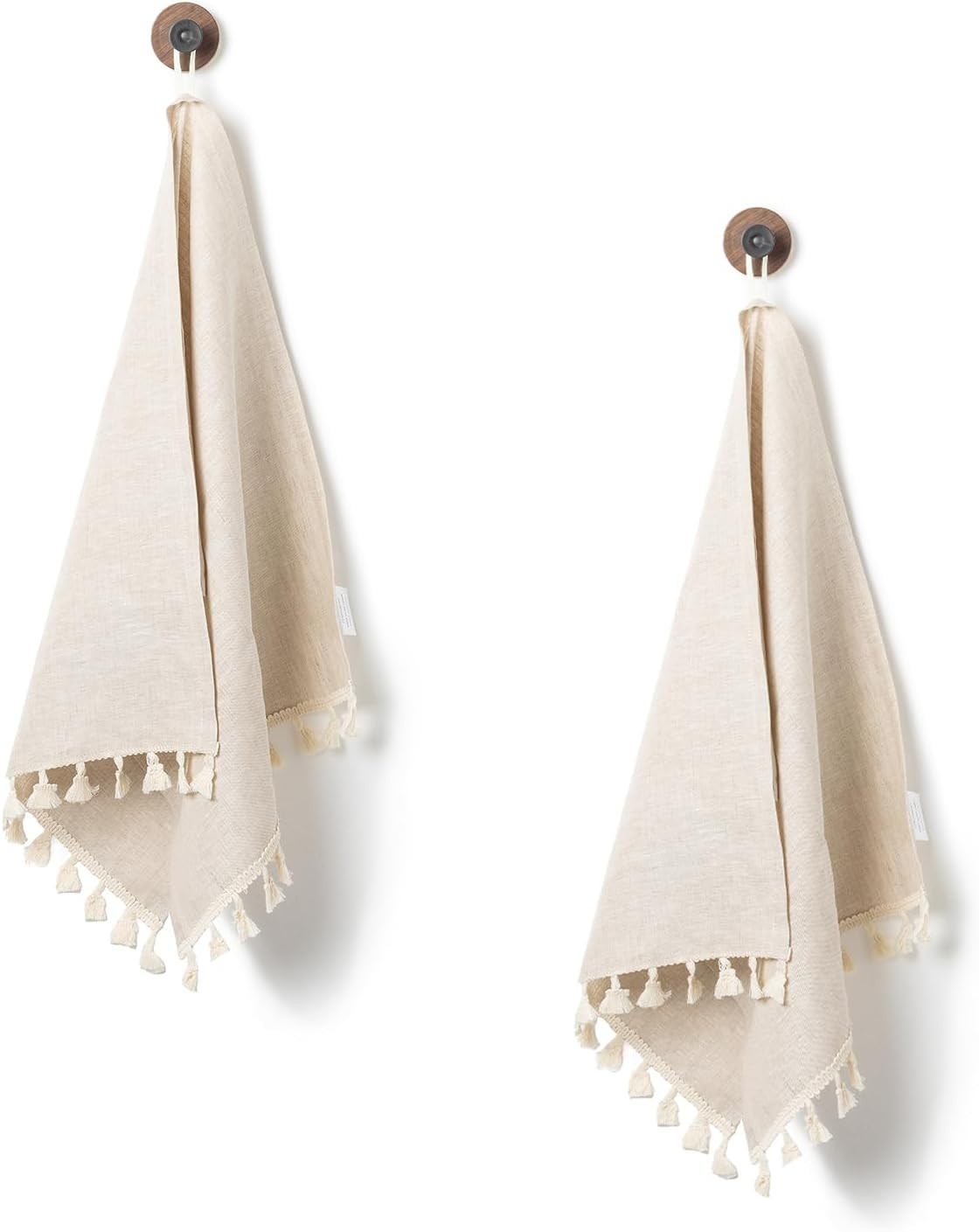 100% Linen Hand Towels 2 Pcs, 18×27 Inch Boho Decorative Kitchen Towels with