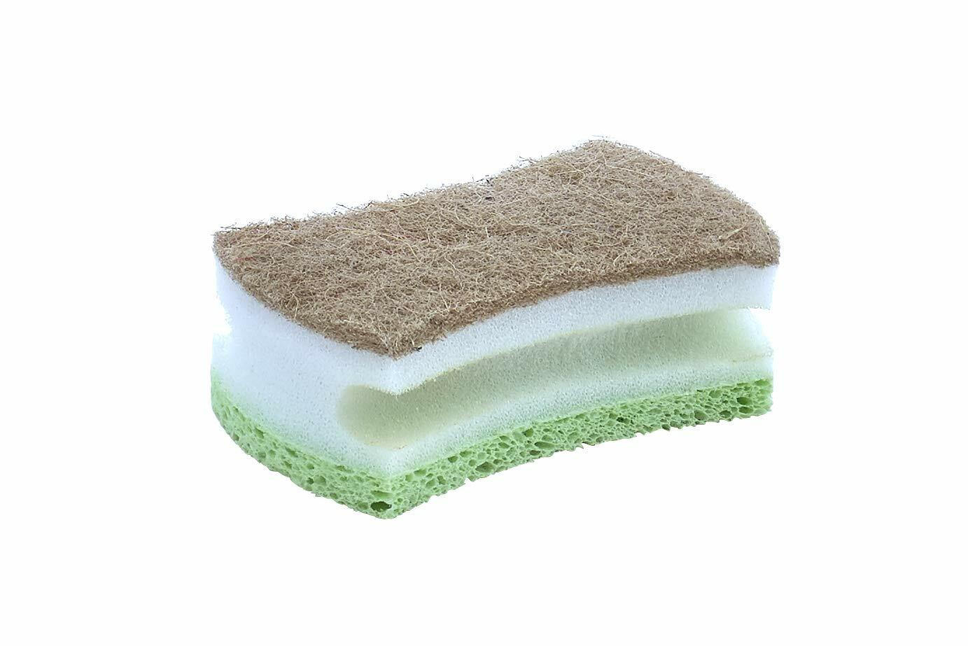 Superio Natural Sisal Cellulose Scrub Sponge with Grip, Dual Sided