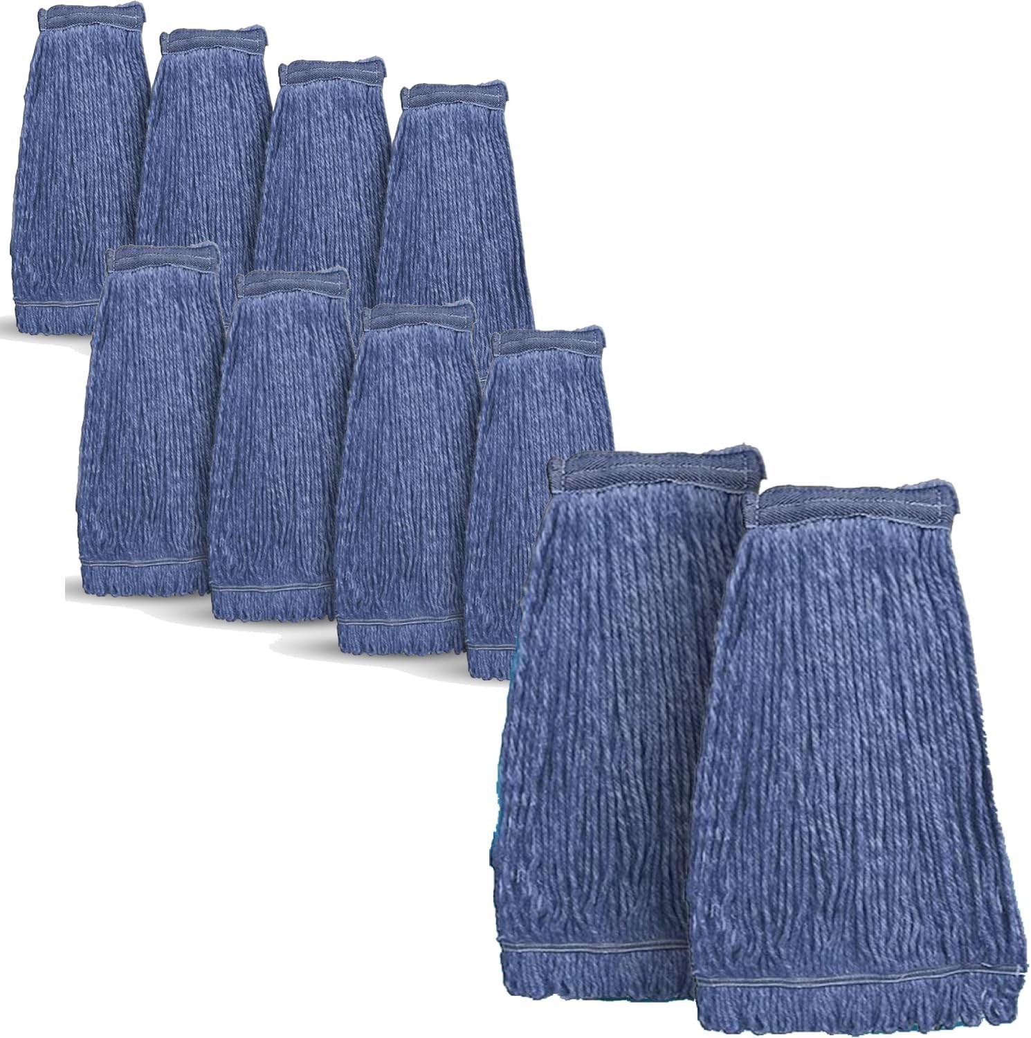 10 Pack Blue Cotton Mop Heads, 20oz Heavy Duty for Industrial Cleaning
