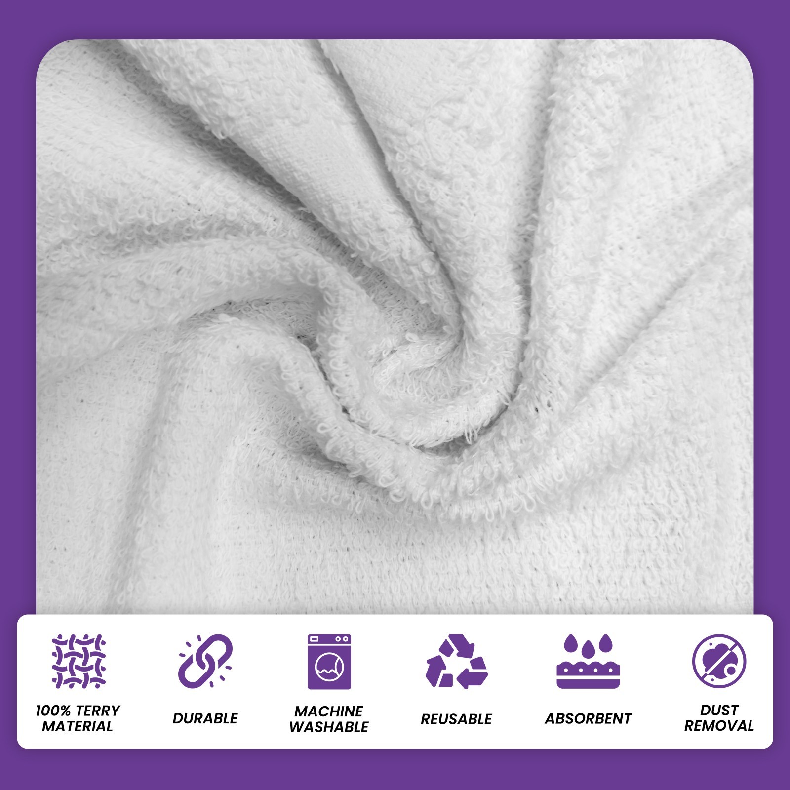 White Wash Cloths 12×12 in Bulk Boxes – Soft Absorbent Towels 100% Cotton Rags