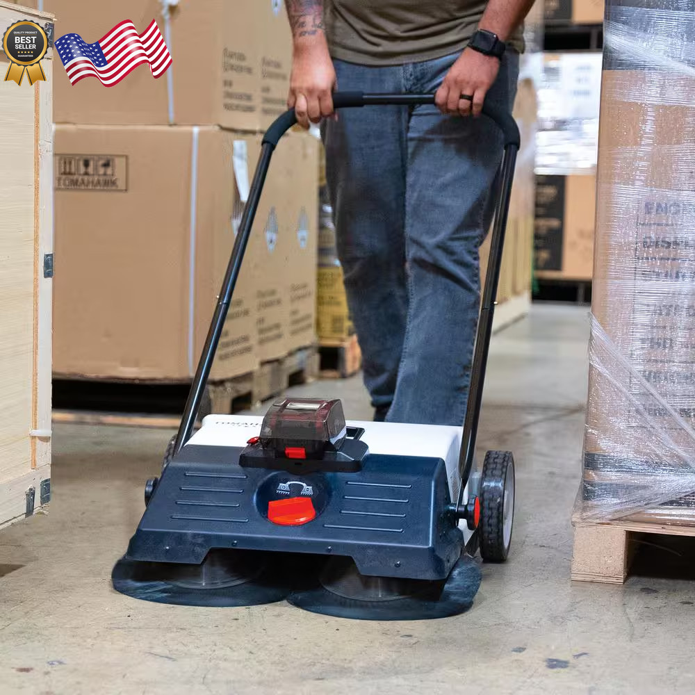 22 in. W Battery Powered Electric Floor Sweeper with Double Brush System